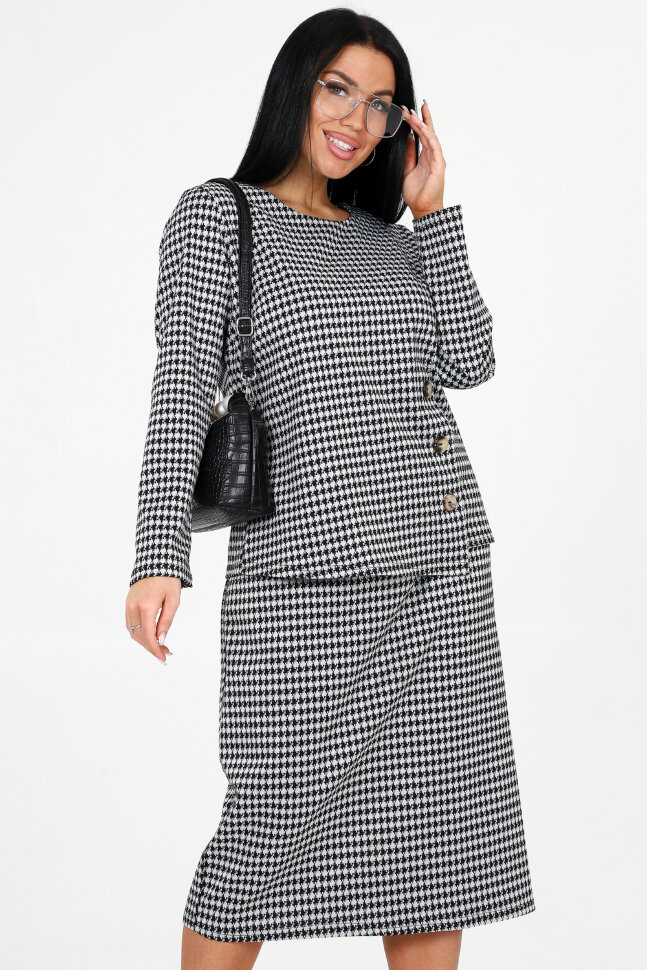 Женский костюм с юбкой 31788 белый