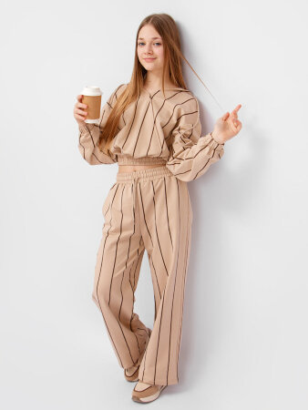 Костюм с брюками для девочки SP377 бежевый