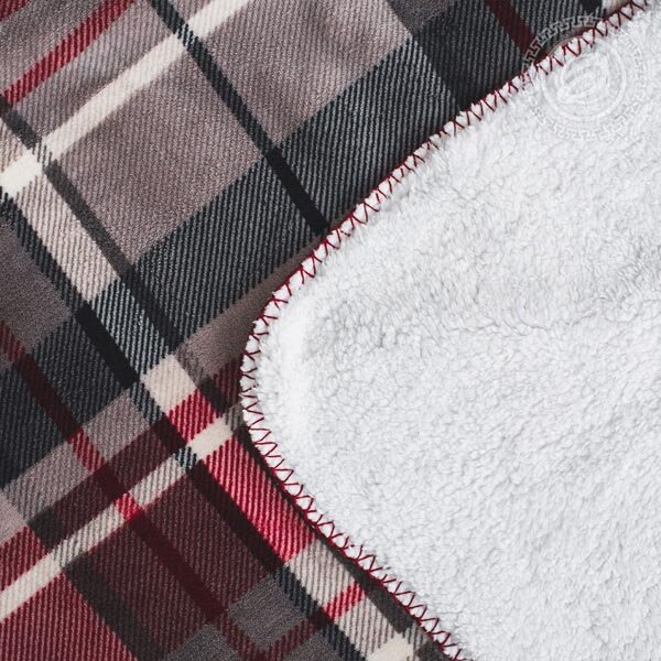 Плед Клетка серый-красный, флис