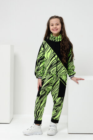 Детский костюм с брюками 67058 салатовый,черный