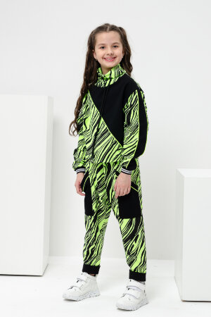Детский костюм с брюками 67058 салатовый,черный