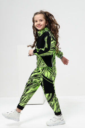 Детский костюм с брюками 67058 салатовый,черный