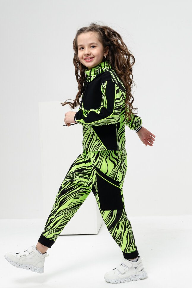 Детский костюм с брюками 67058 салатовый,черный