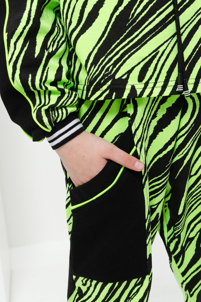 Детский костюм с брюками 67058 салатовый,черный