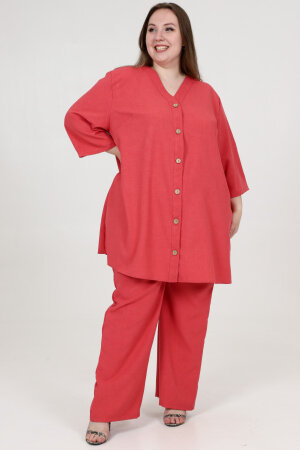 Туника Пуговка лен брусника ТГ-5