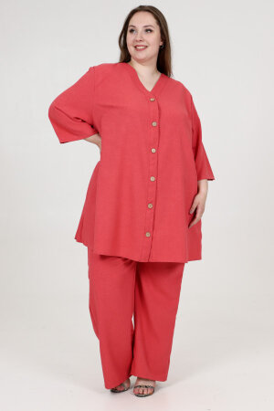 Туника Пуговка лен брусника ТГ-5