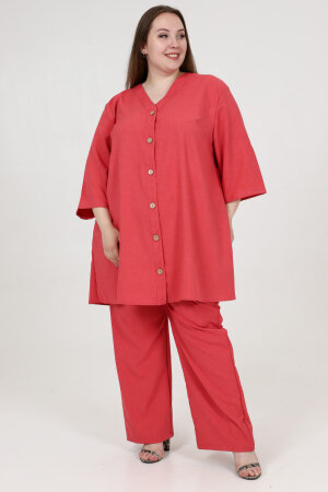 Туника Пуговка лен брусника ТГ-5