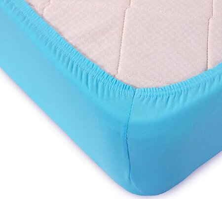 Простыня на резинке Голубая, трикотаж