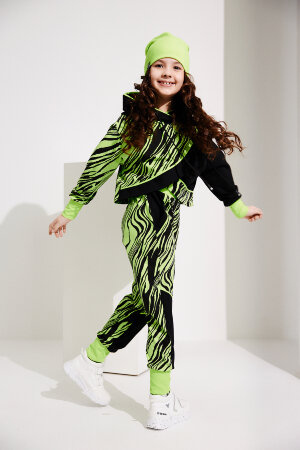 Детский костюм с брюками 67059 салатовый,черный