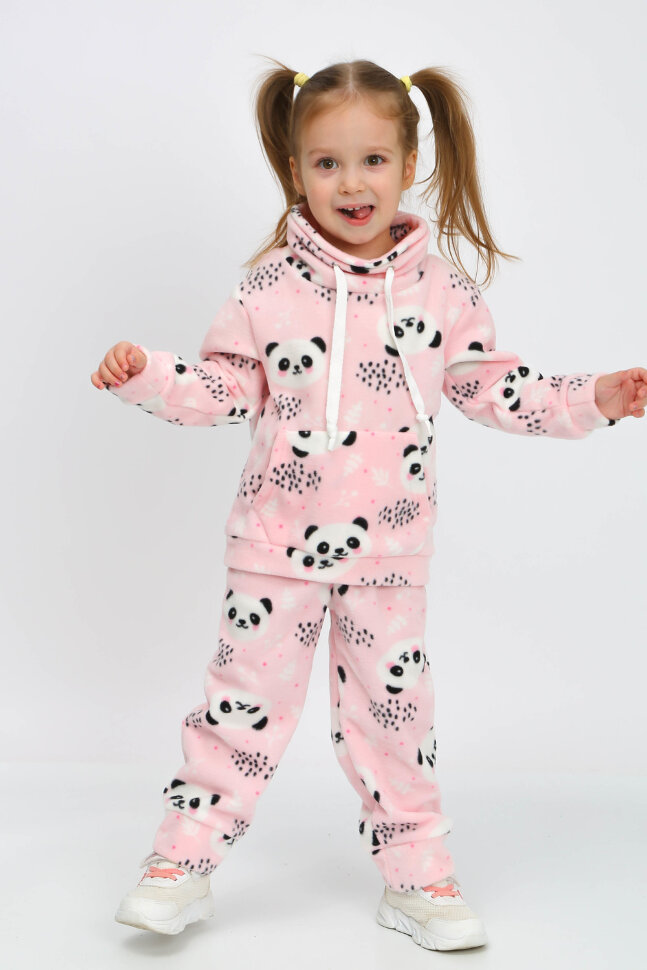 Костюм с брюками для девочки арт. КС-ФПР/панда-розовая