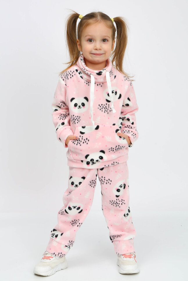 Костюм с брюками для девочки арт. КС-ФПР/панда-розовая