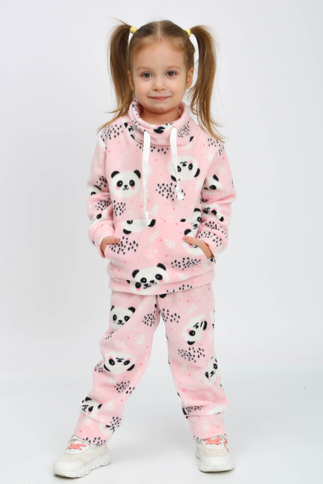 Костюм с брюками для девочки арт. КС-ФПР/панда-розовая