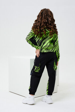 Детский костюм с брюками 67060 салатовый,черный