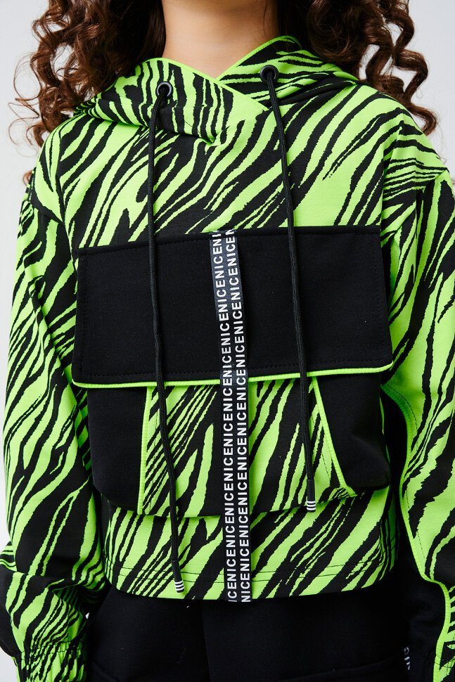 Детский костюм с брюками 67060 салатовый,черный