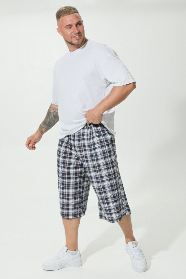Шорты Клетка сине-бежевые БМ-015