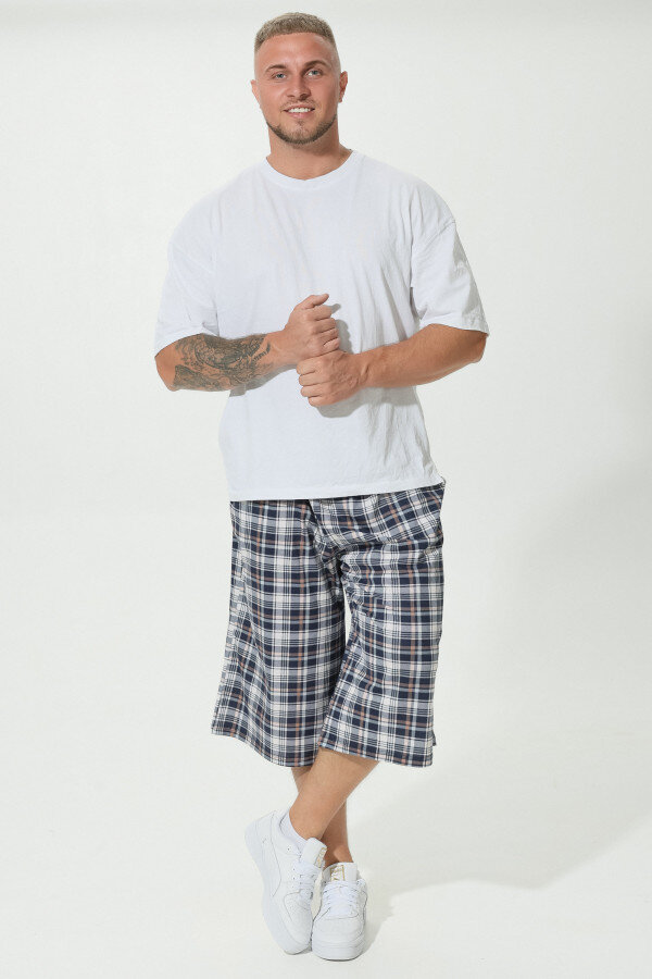Шорты Клетка сине-бежевые БМ-015
