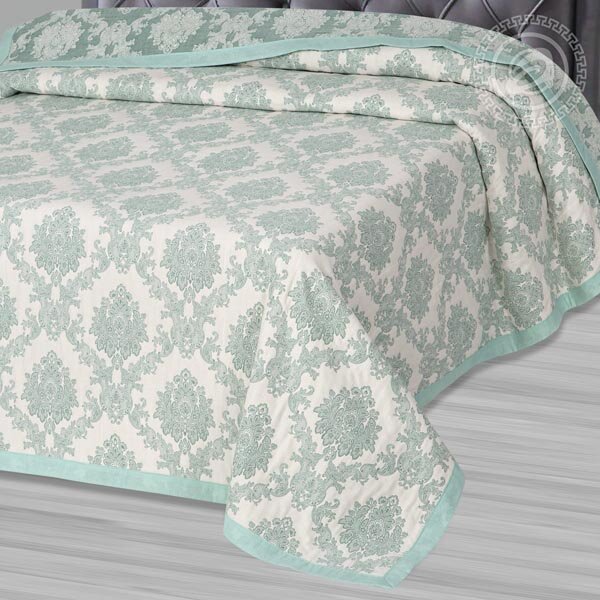 Покрывало Дамаск зеленый, жаккард