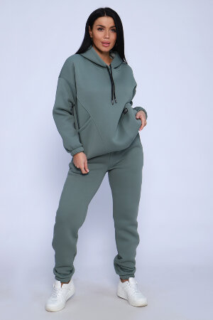 Женский костюм с брюками 80026 оливковый