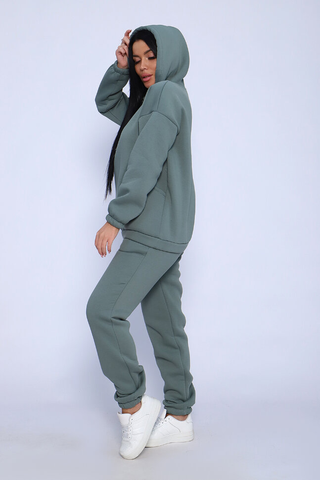 Женский костюм с брюками 80026 оливковый