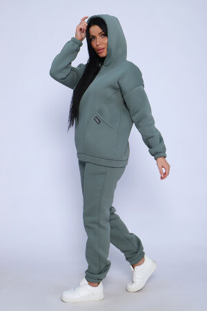 Женский костюм с брюками 80026 оливковый