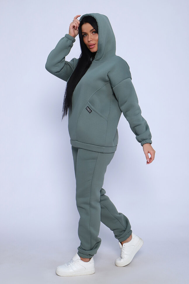 Женский костюм с брюками 80026 оливковый