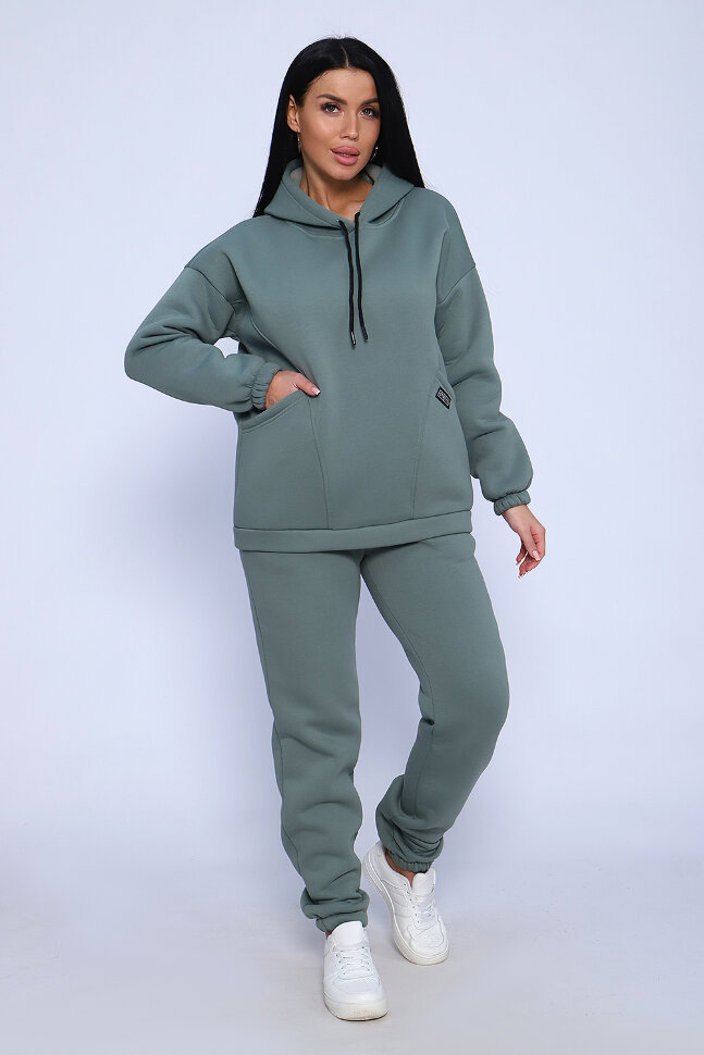 Женский костюм с брюками 80026 оливковый