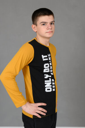 Детский лонгслив для мальчика 83018 горчичный
