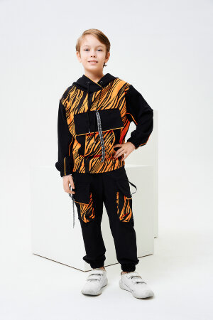Детский костюм с брюками 67061 оранжевый,черный