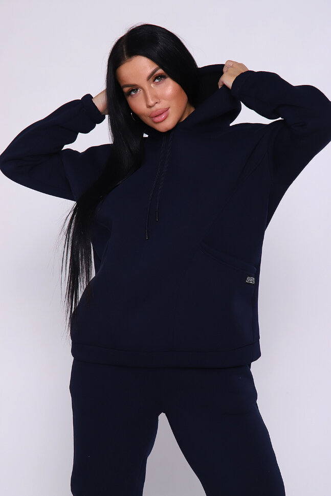 Женский костюм с брюками 80026 темно-синий