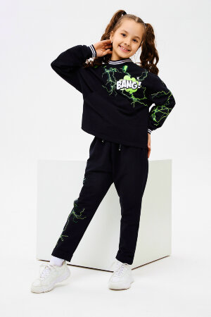 Детский костюм с брюками 67066 черный,зеленый