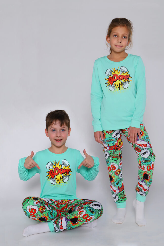 Детская пижама с брюками Бум ментоловый