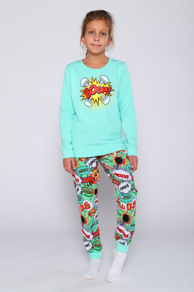 Детская пижама с брюками Бум ментоловый