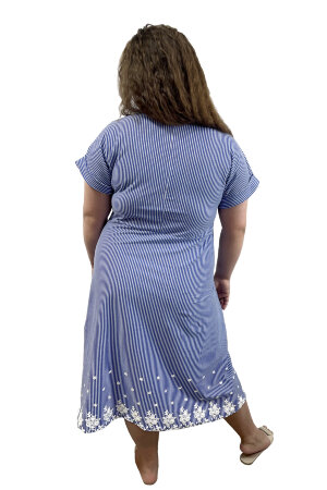 Халат Женский Х-21 на пуговицах голубой-белый