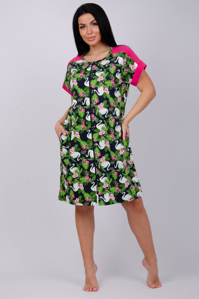 Халат Женский Анастасия лебеди трикотаж