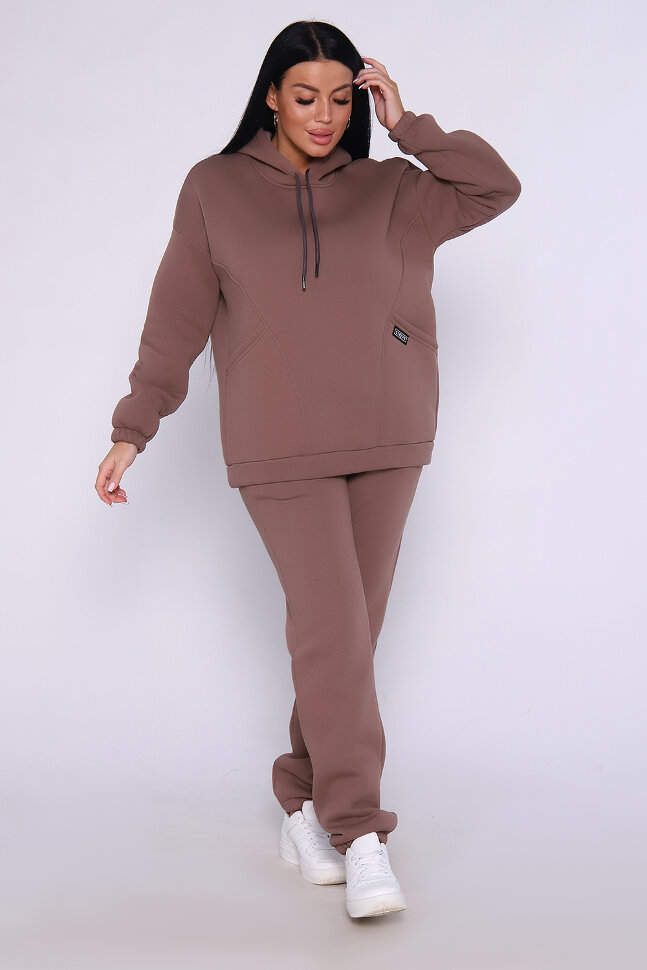 Женский костюм с брюками 80026 кофе с молоком