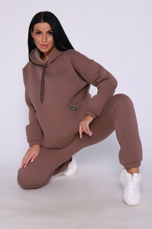 Женский костюм с брюками 80026 кофе с молоком