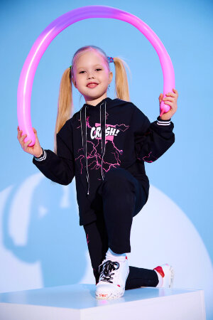 Детский костюм с брюками 67068 черный,розовый