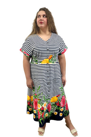 Халат Женский Х-21 на пуговицах полоса