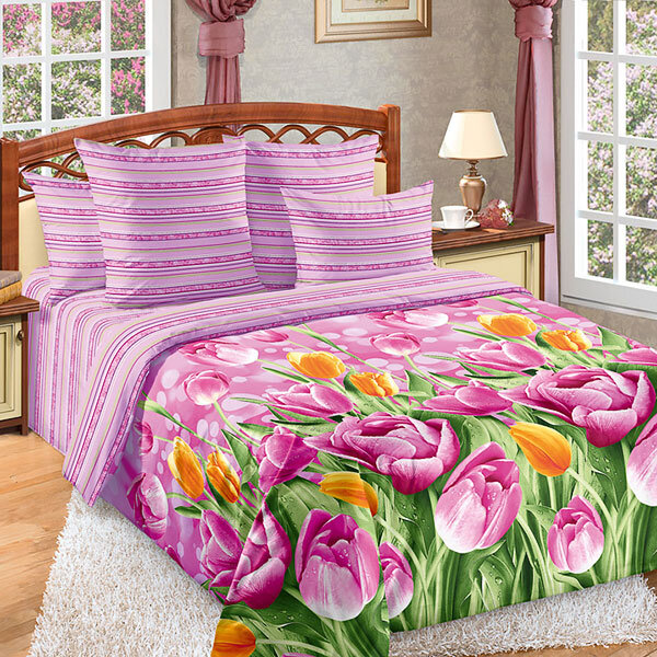 КПБ Тюльпаны  перкаль 2 сп. европр.