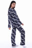 Пижама с брюками для девочки арт. ПД-006 кошки синие