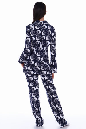 Пижама с брюками для девочки арт. ПД-006 кошки синие