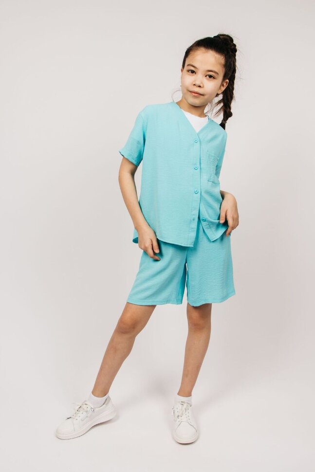 Костюм с шортами для девочки 0416 голубой