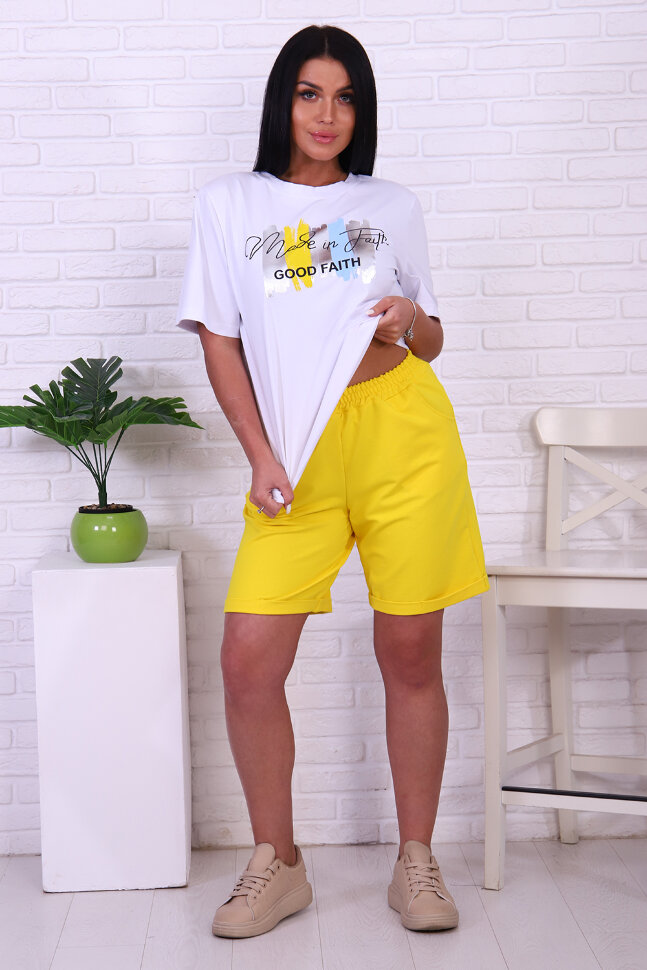 Женский костюм с шортами 47072 желтый