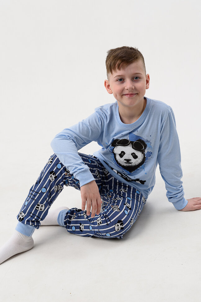 Пижама с брюками для мальчика Бамбук детская длинный рукав с брюками