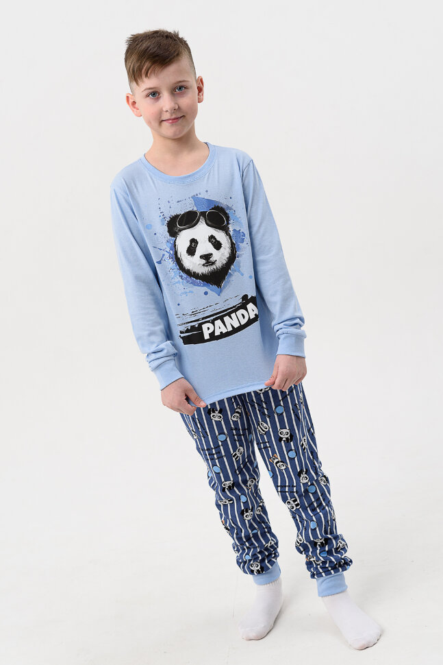 Пижама с брюками для мальчика Бамбук детская длинный рукав с брюками