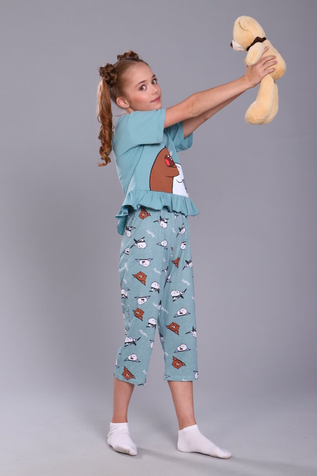 Пижама с бриджами для девочки Три медведя арт. ПД-021-047 бирюза