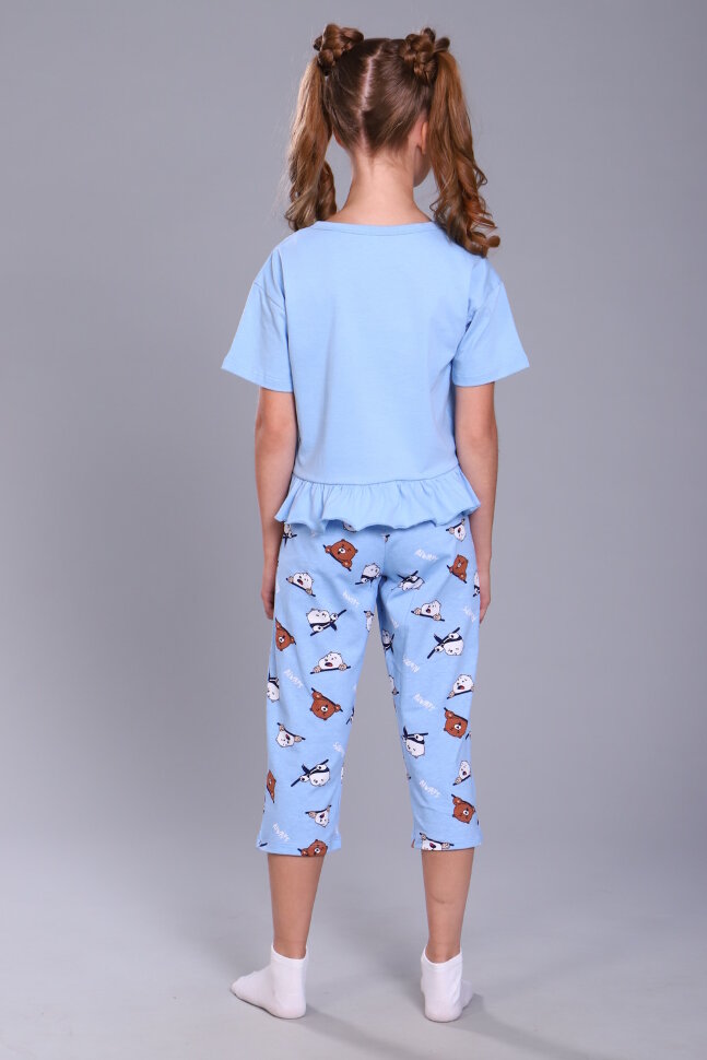 Пижама с бриджами для девочки Три медведя арт. ПД-021-047 голубой