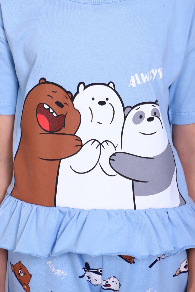 Пижама с бриджами для девочки Три медведя арт. ПД-021-047 голубой