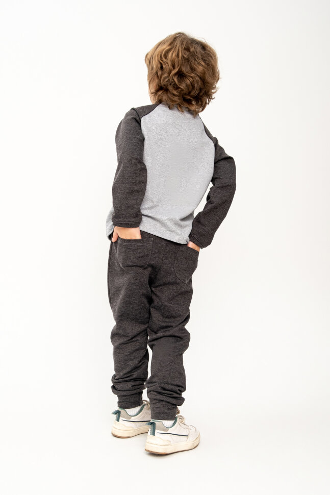 Детский лонгслив для мальчика Элвис серый+антрацит