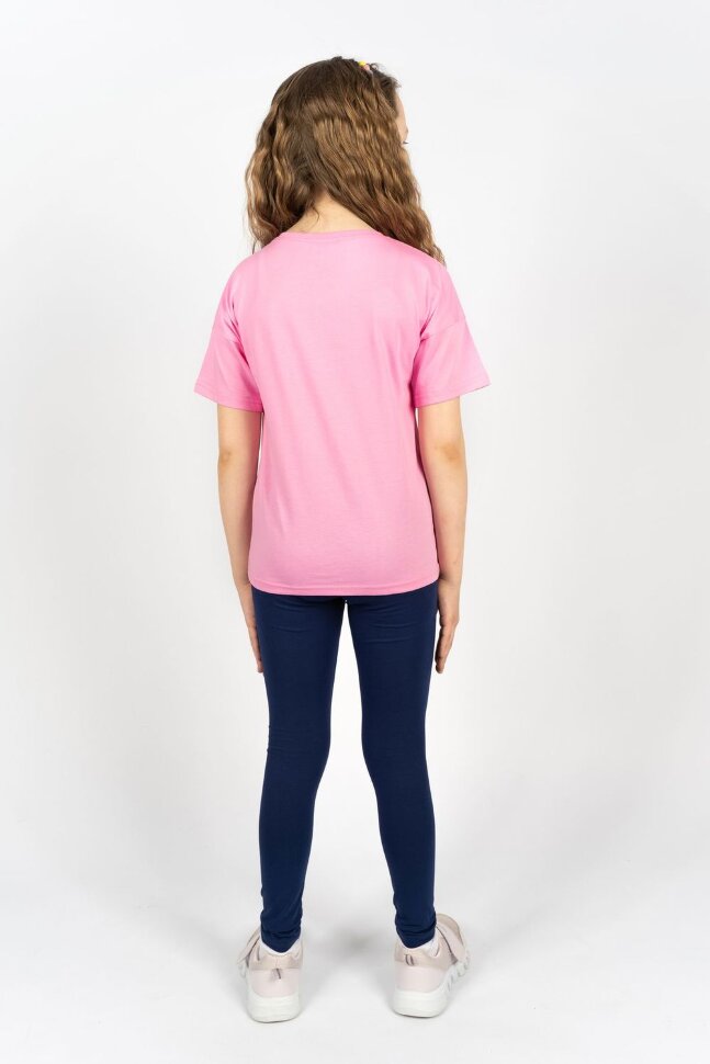 Костюм с лосинами для девочки 41103 (футболка,лосины) с.розовый/синий